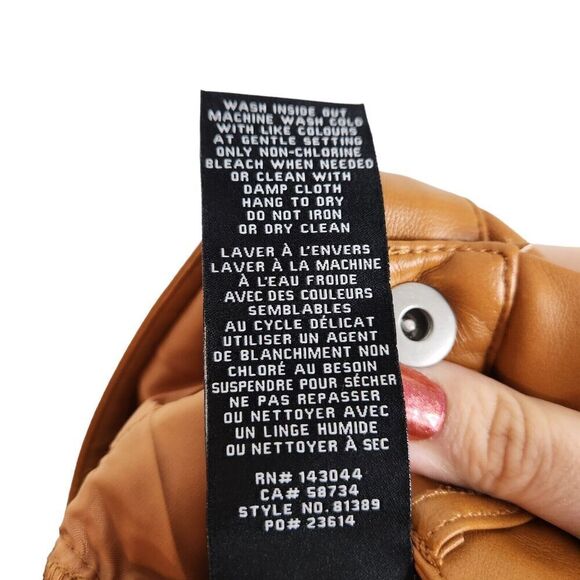 7 FOR ALL MANKIND Pants Womens Extra Small Brown Faux Leather Easy Slim Straight - Picture 7 of 8